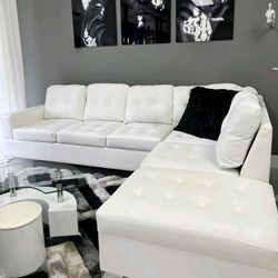 White Leather Sectional Sofa new couch 🛋 living room