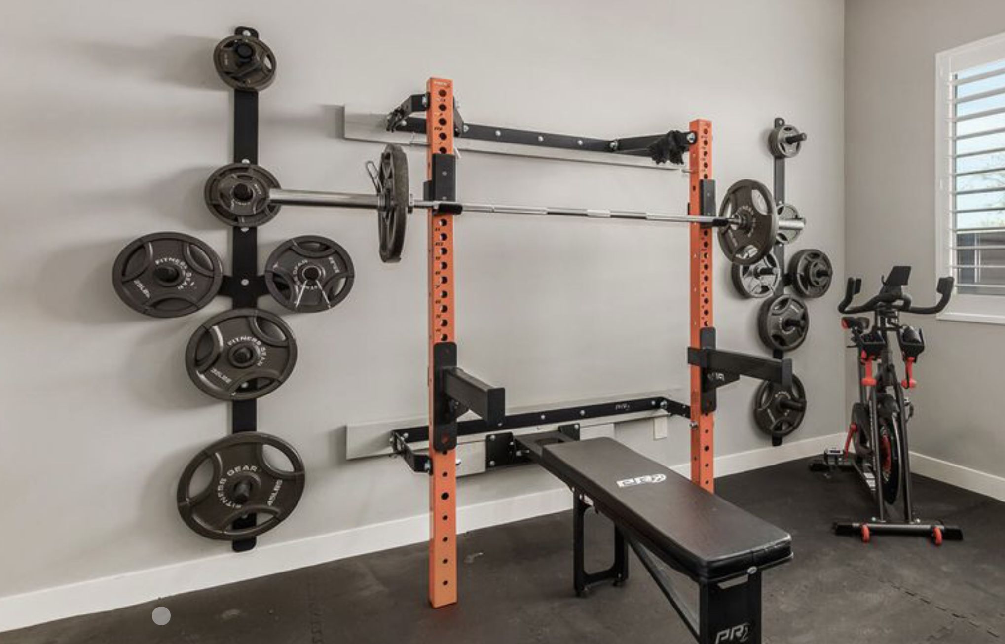 Weight Bench, Squat Rack And Free Weights