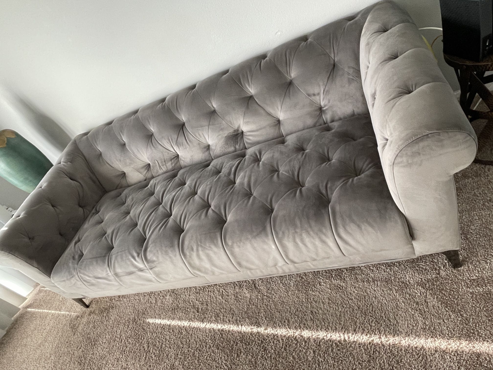 86” Grey Tufted Modern Couch 