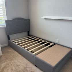 Twin Tufted Bed Frame w/ Storage