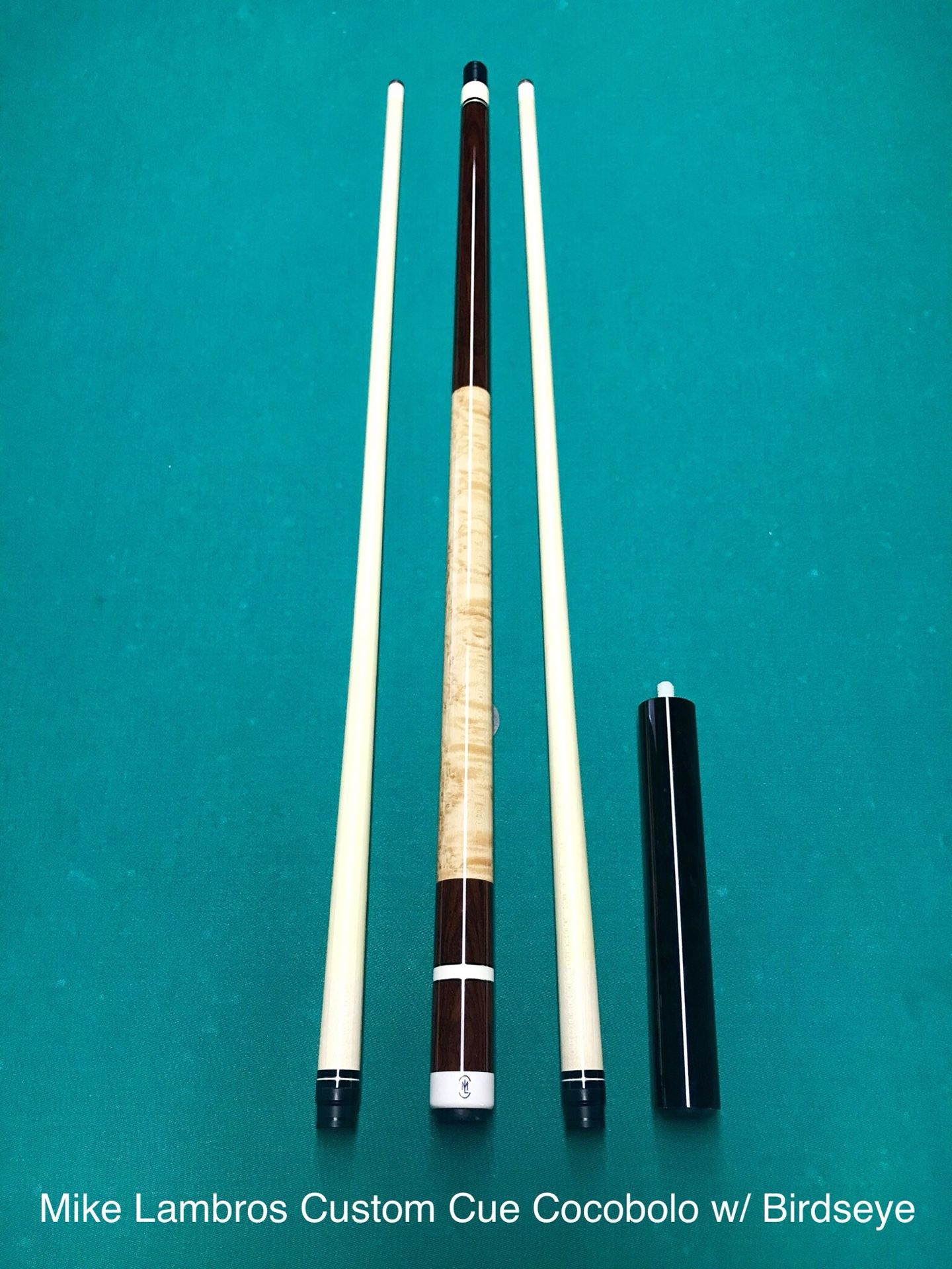 Mike Lambros Custom Pool Cue Cocobolo/Birdseye Maple Wood