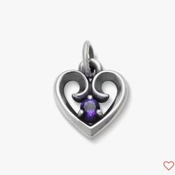 James Avery Remembrance Heart Amethyst (February) Birthstone silver Charm