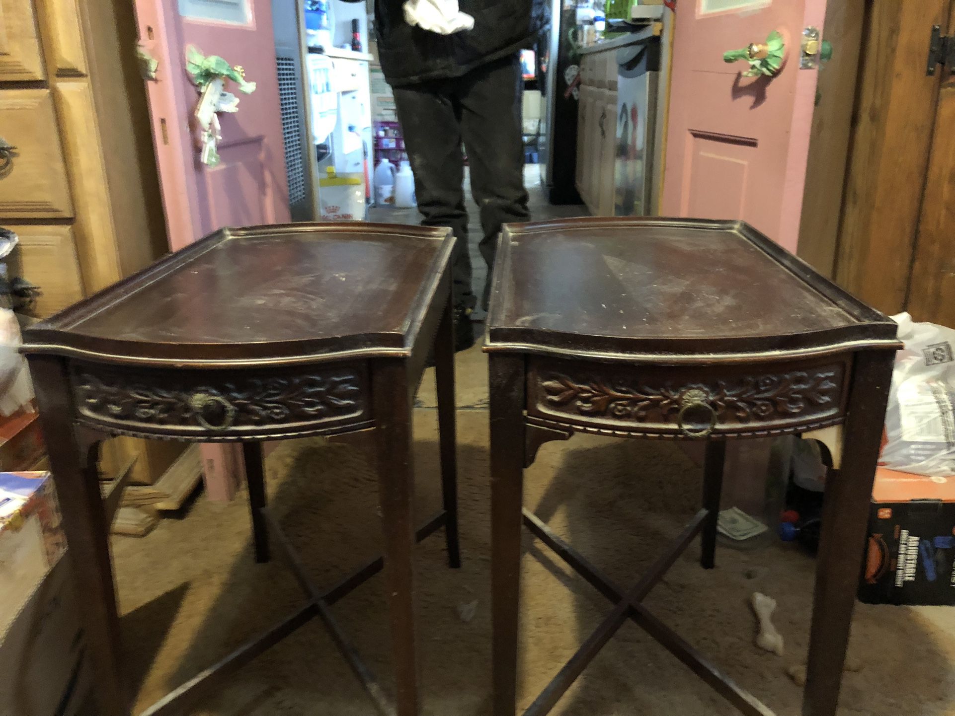 Vintage Two End Tables & Vintage Love Seat 
