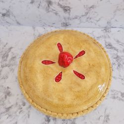 Pie Plate-Ceramic 2 pieces, Cherry Pie Top & Solid Bottom