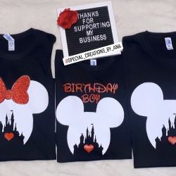 Family custom Disney Castle Shirts 🏰😊 with glitter bow
