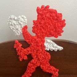 Vintage Valentine’s Day Cupid Melted Popcorn Decoration 10.5” x 8” at widest point