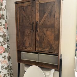 Vabches Over The Toilet Storage Cabinet with 2-Door Design Bathroom Organizers and Storage with Anti-Tip Device Over Toilet Organizer with Shelves for