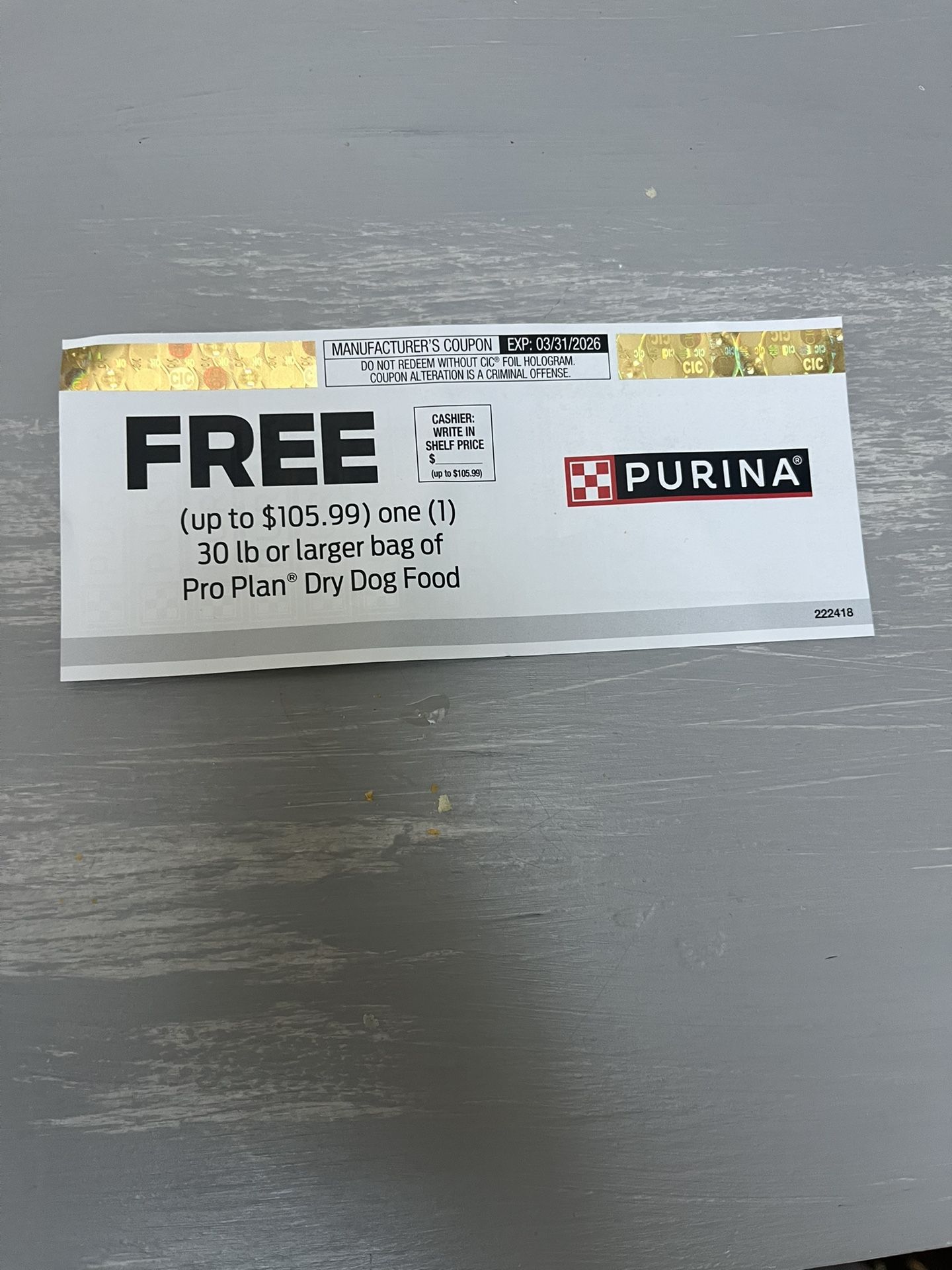 Purina dog food- Free 30lb Bag