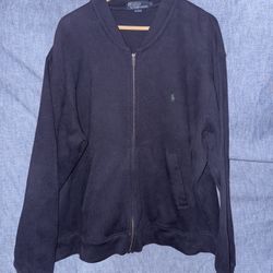Mens Polo Ralph Lauren Knit Full-Zip Baseball Sweater Bomber Jacket, Navy, Sz XL