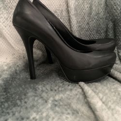 Black Leather Heels 