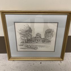 Charlottesville Virginia Monticello art framed 13 by 15 inches