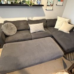 Living Spaces Aquarius II 120” sectional & ottoman