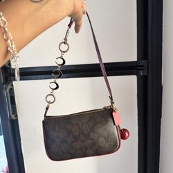 COACH Nolita 19 In Signature Canvas Bag Purse (Brown Red)