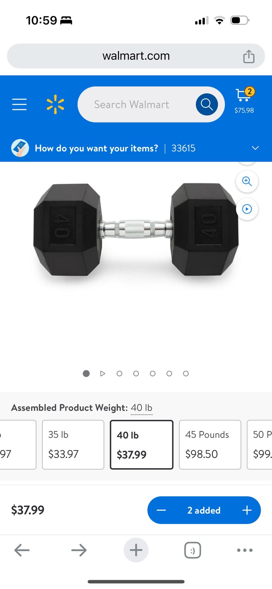 Two 40lb Dumbells (Orginally $76)