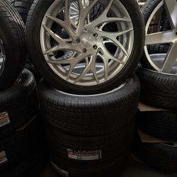 22 Inch Brushed Face DUB Goat Wheels Tires And Sensors 5x5 5x127 Jeep Cherokee Dodge Durango