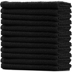 Bar Mop Towels – 17x25 inches, Pack of 12, Black – Dish Towels, Quick-Dry, Reusable Cleaning Rags for Kitchen, Home, Restaur