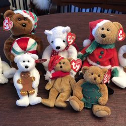 Lot of Christmas Ty Bears-NWT