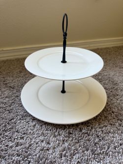 2-Tier White Serving Stand / Dessert Tray.