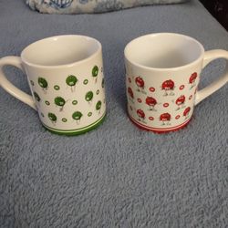 Green & Red M&M Candy Coffee Or Tea Mugs 2018 Edition Ceramic 16 Oz. Set If Two