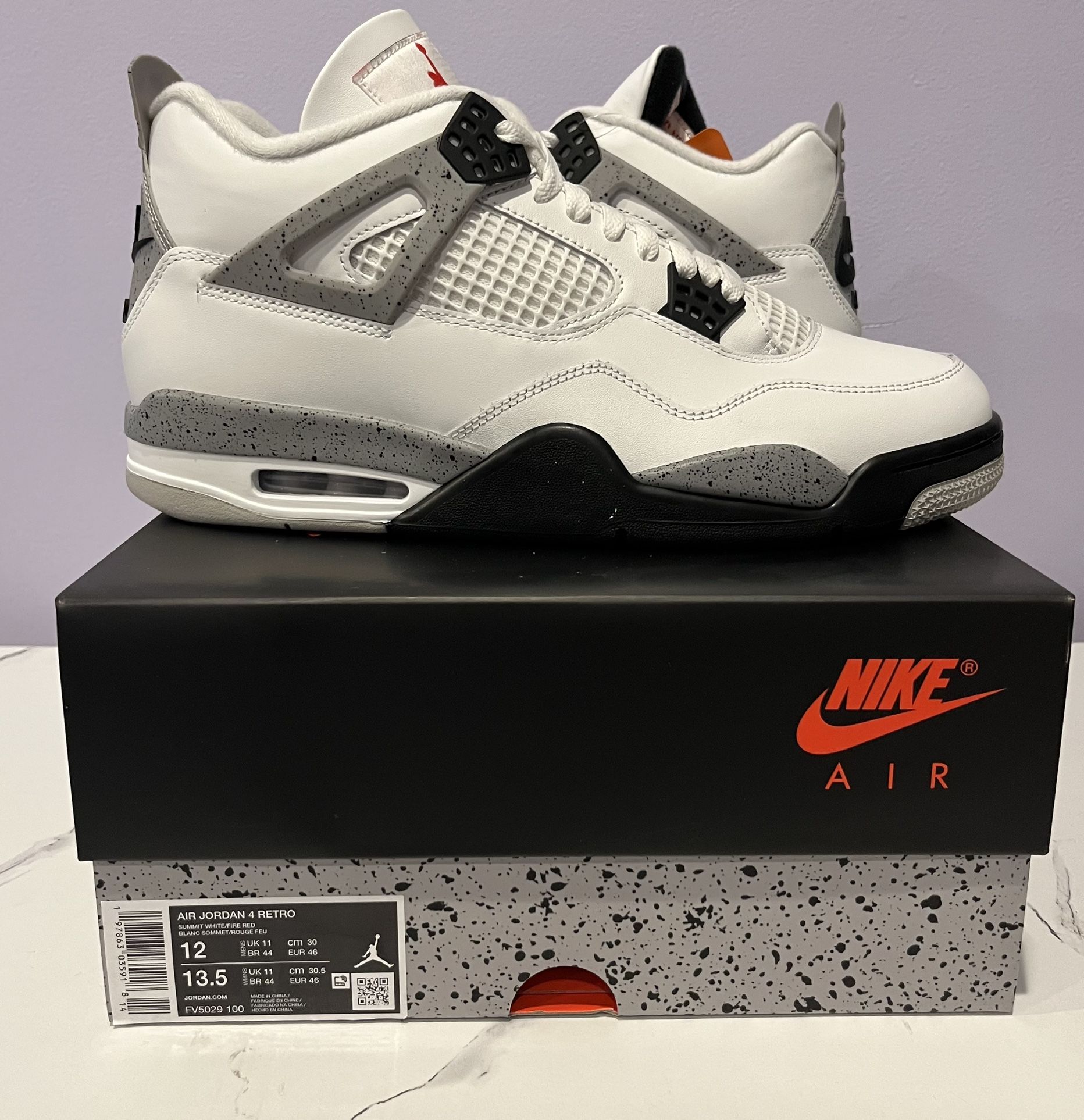 NIKE AIR JORDAN 4 Cement Reimagined Sz 12 Brand New With Box & RECEIPT