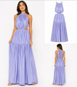 New Scoop Cut Out Halter Dress, Lavender Fleur, Size S (4–6)