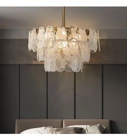 NEW Homary 24 Inch Modern Cloud Glass Chandelier 6 Light Gold Pendant Light