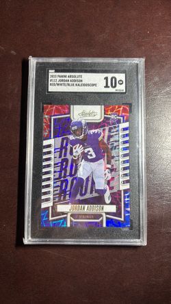 Jordan Addison 2023 Panini Absolute Red/White/Blue Kaleidoscope SGC 10