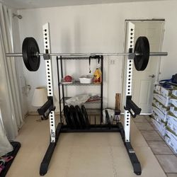 Squat Rack, Bar, And 190lbs Number Plates 
