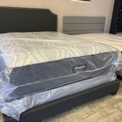 QUEEN BEAUTYREST BLACK OR SILVER MATTRESS / BOX SPRING AND FRAME !! $695! PRICE INCLUDES DELIVERY!!