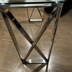 Glass And Metal side entry Table 