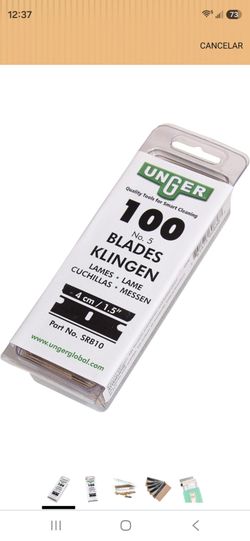 UNGER - Commercial safety scraper spare blades #9
4 inches. High-performance blades; SRB10 case of 100; for professional safety scrapers;
