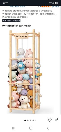 Woodure Wooden Stuffed Animal Storage Organizer