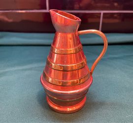 Vintage handmade small copper/brass French jug stamped by artisan