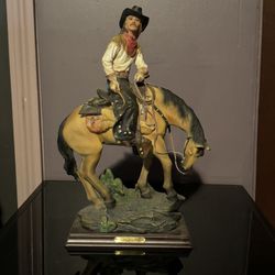 Vintage Cowboy On His Horse Figurine 15"