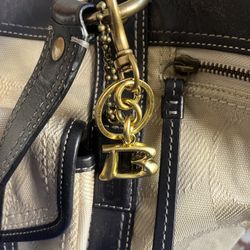 Gold Tone Signature Letter B Keychain Bag Charm