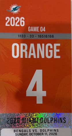 Miami Dolphins vs Cincinnati Bengals Orange Parking  $150