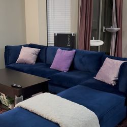 Dark Blue Velvet Sectional