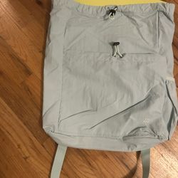 Light blue nylon backpack with multiple pockets new 