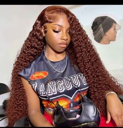 “40” Reddish Brown Human Hair wig 250 Density