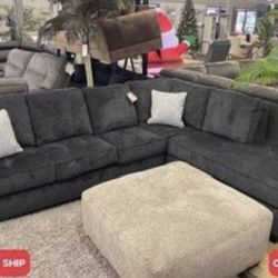 New Dark Blue Or Silver Gray Ashley Brand Sectional Sofa Couch *Ottoman Sold Separately* 
