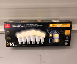 NIB Globe Electric Power Reserve LED Battery Backup Emergency Light Bulbs - 6 Pack