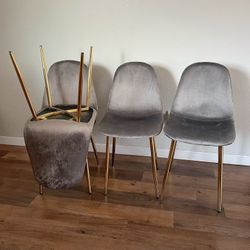 Gray Gold Modern Velvet Dining Chairs