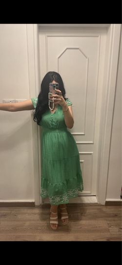 Green summer dress S