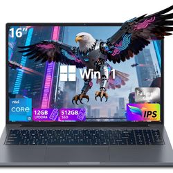 Gaming Laptop Computer, Computer Notebook 16-inch FHD 1920x1200, Core i5 Quad-Core Processor (Upto 3.5GHz), 12GB RAM 512GB SSD, Win 11, Webcam, BT, Wi