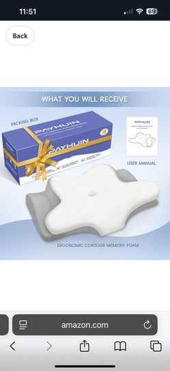 PAYHUIN Cervical Neck Pillow, Memory Foam Pillows for Neck and Shoulder Pain Relief, 2 Heights Ergonomic Pillow with Breathable Ice Silk Cover, Neck S