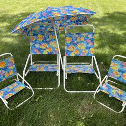 5-Piece Beach Chair & Umbrella Set