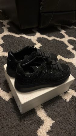 Alexander McQueen Black Crystal- Studded Low-Top Sneakers