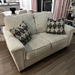 Cream And Gray Love Seat Sofa