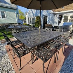 Fortunoff Cast Aluminum 11pc Naples Dining Set 90x64 Table 10 Chairs