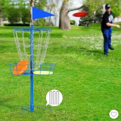 12-Chain Disc Golf Basket, Portable Metal Flying Disc Target for Indoor & Outdoor Practice,Blue